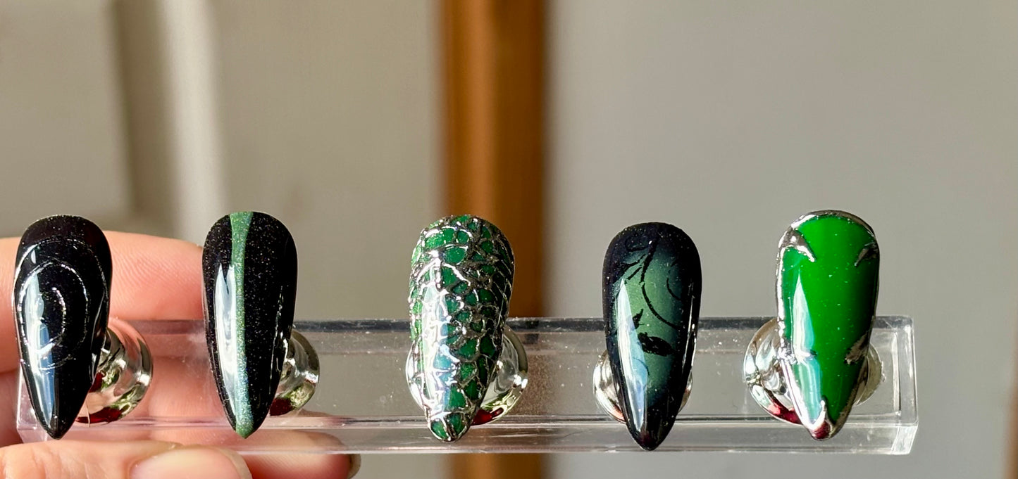 Custom made LOTR Green nails